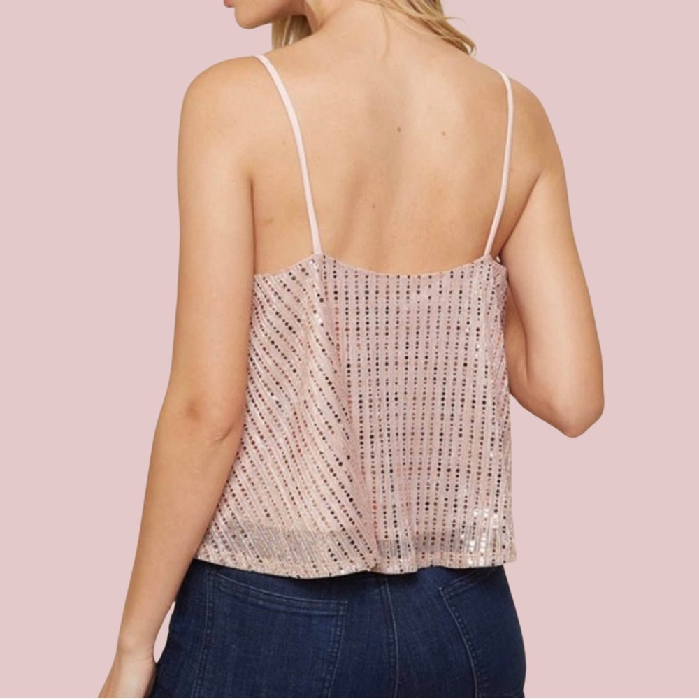 Sparkly Sequin Pink Cami Top - Picture 4 of 6